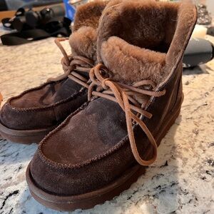 UGG Cozy Brown Suede Boots with Fur Lining